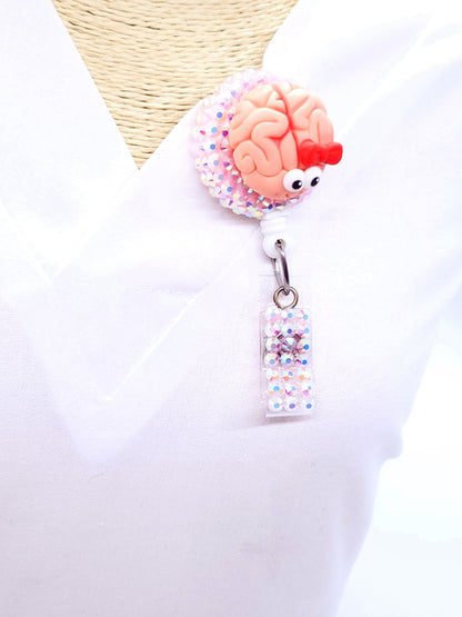 Brain Nursing Badge Reel with Red Bow