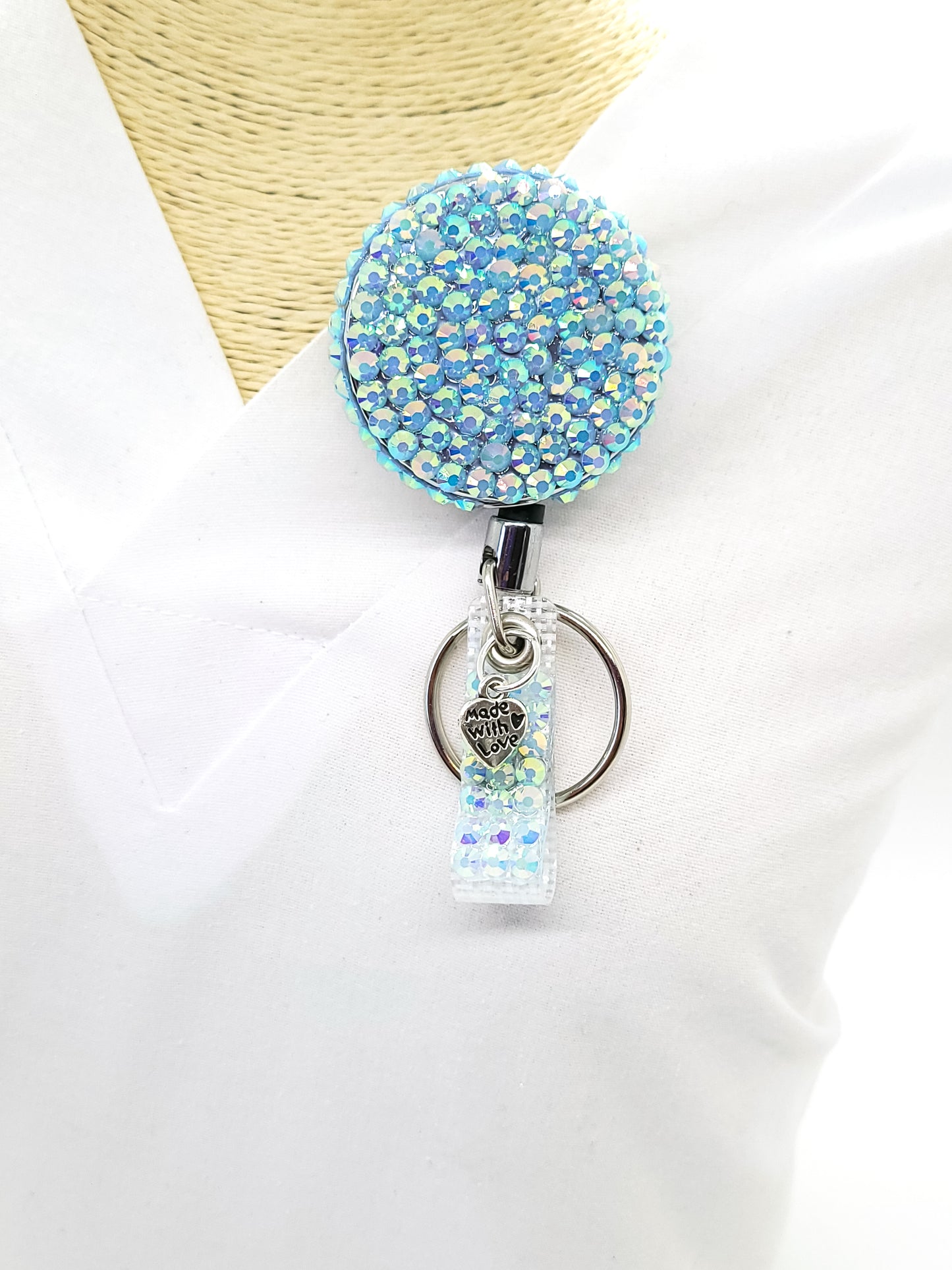 Light Blue Rhinestone Badge Reel