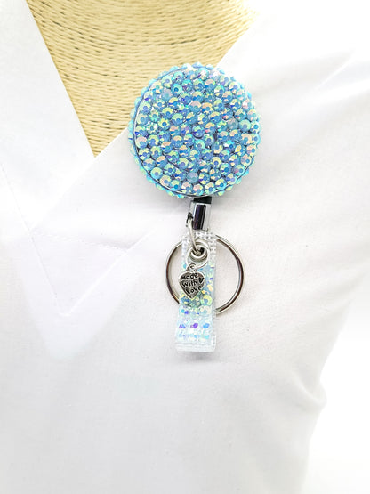 Light Blue Rhinestone Badge Reel