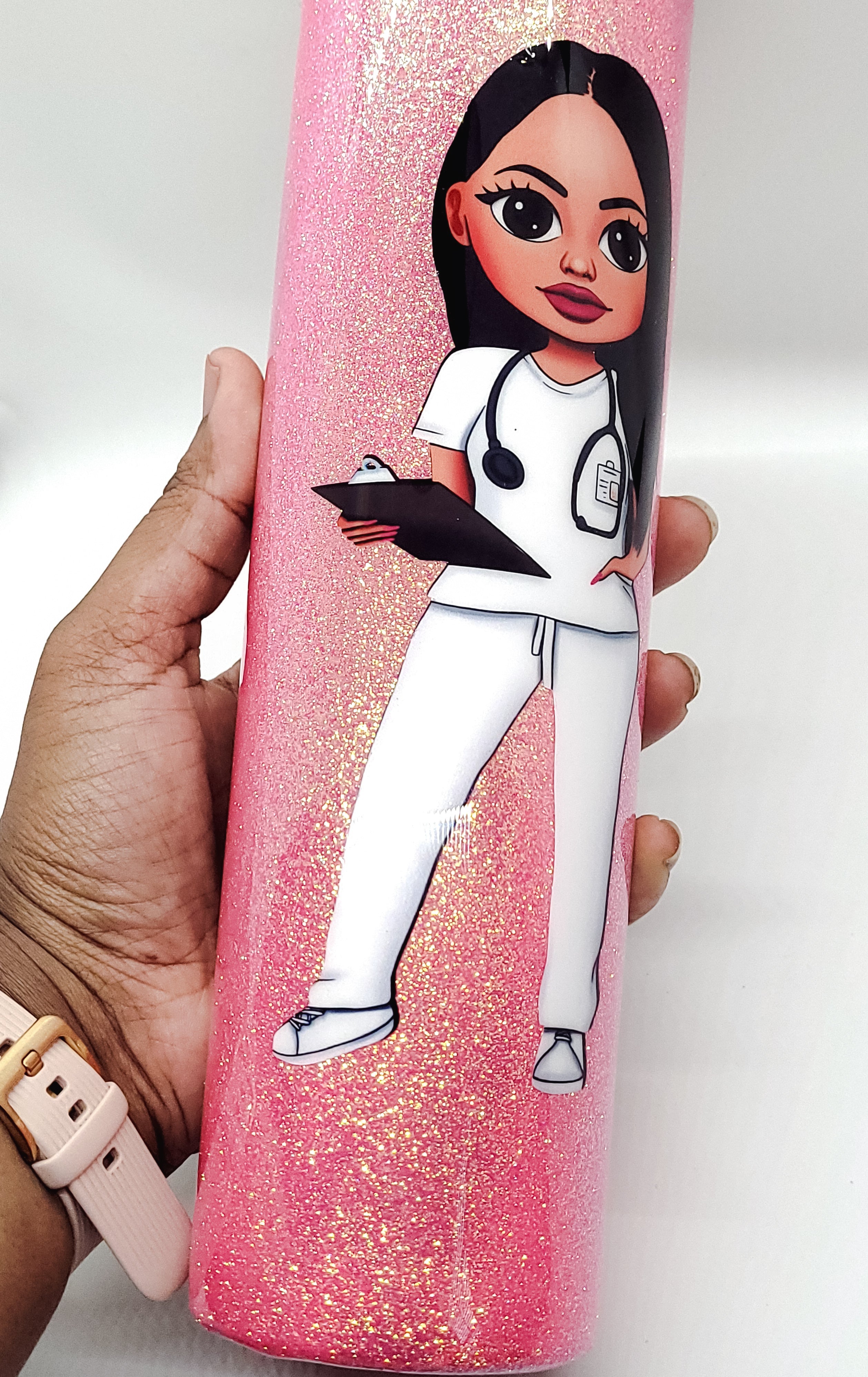 Custom Nurse Glitter Tumbler #4
