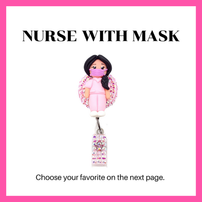 Masked Nurse ID Badge Reel