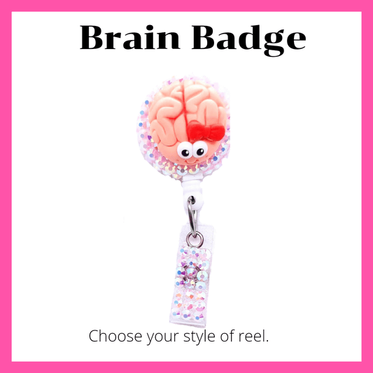 Brain Nursing Badge Reel with Red Bow