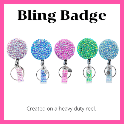 Colorful Rhinestone Heavy Duty Badge Reel