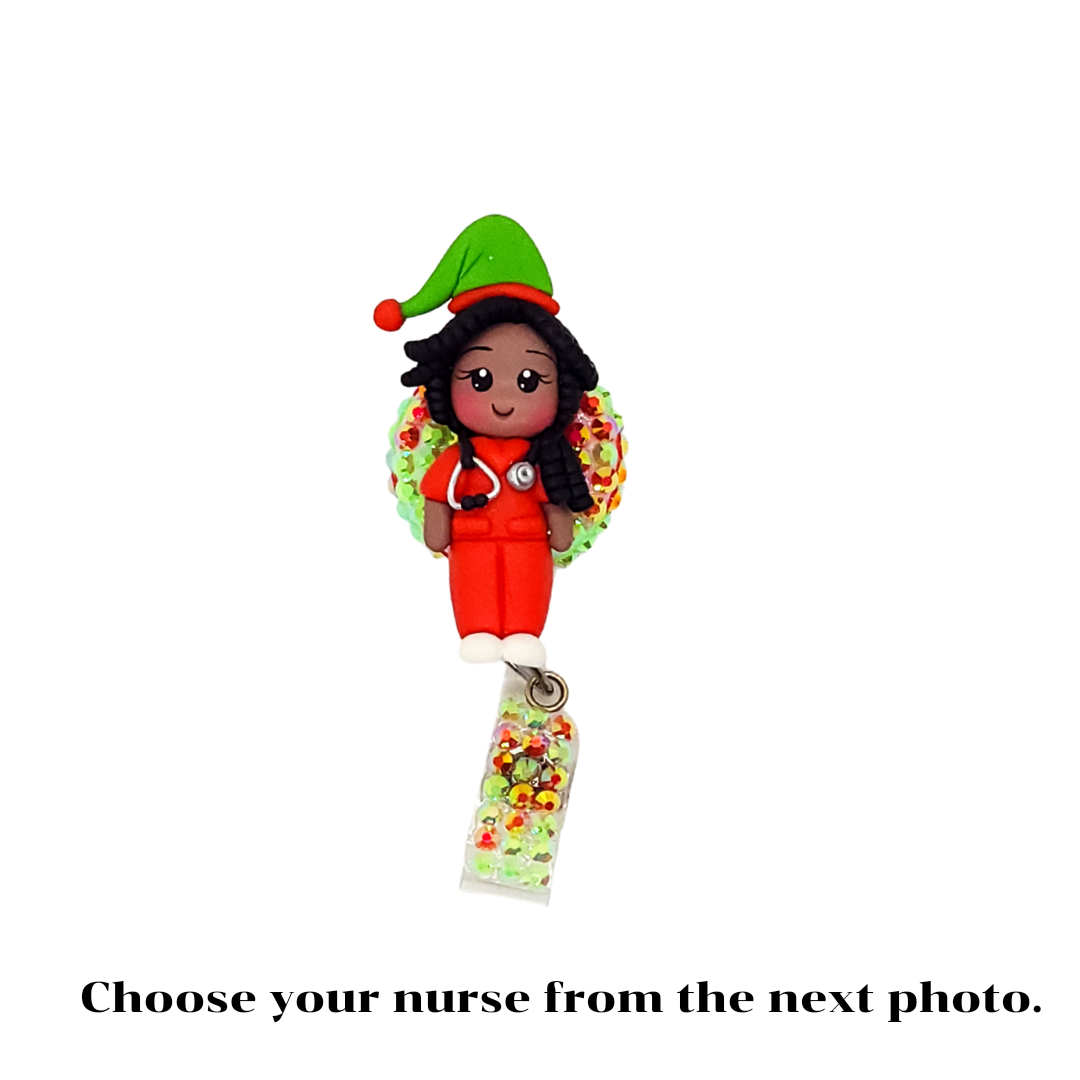 Christmas Nurse Badge Reel