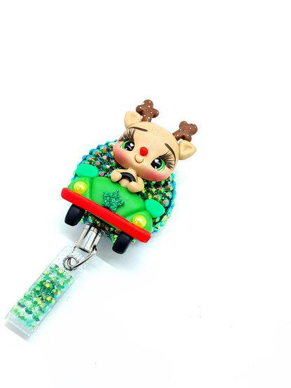 Reindeer Car Badge Reel