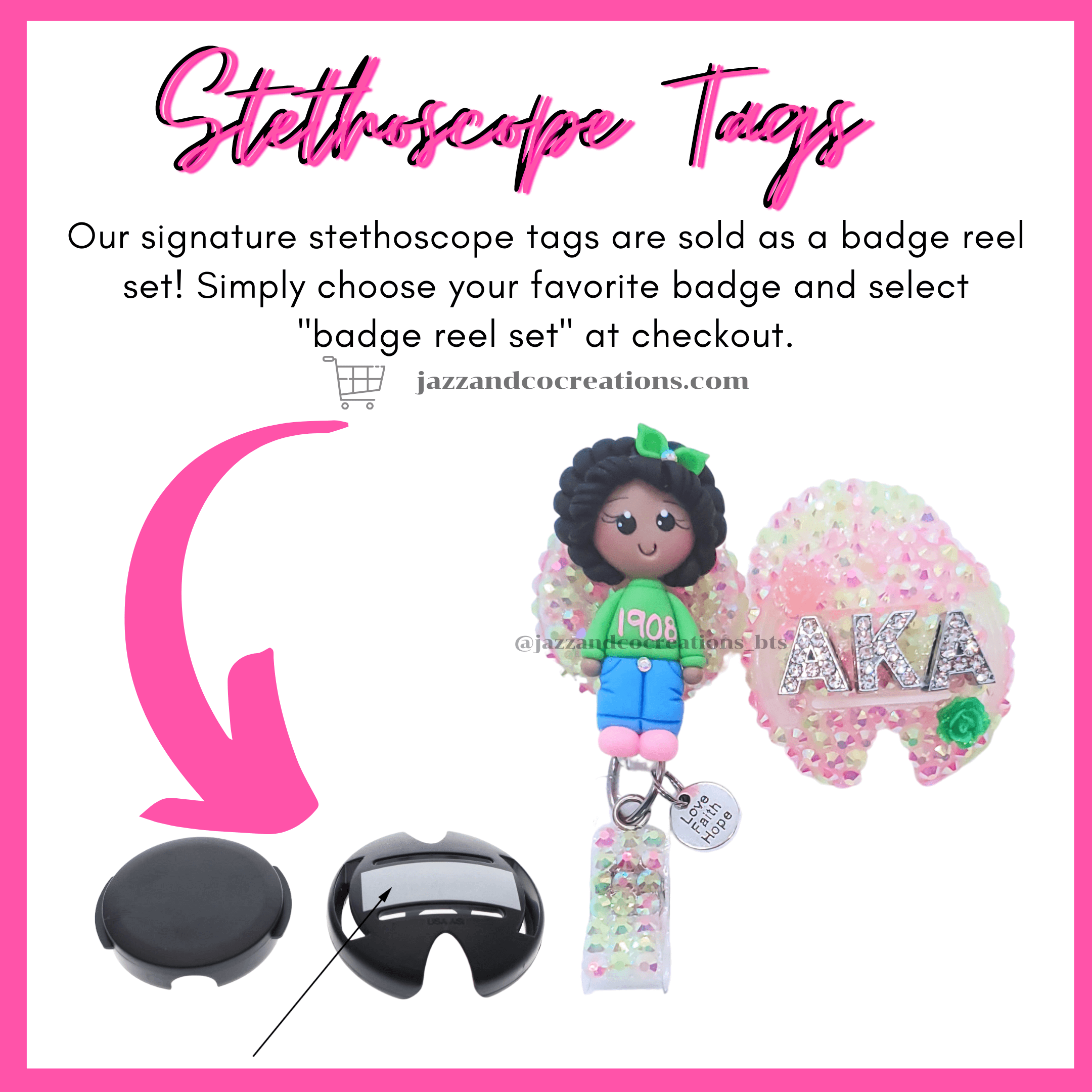 Brain Nursing Badge Reel with Pink Bow
