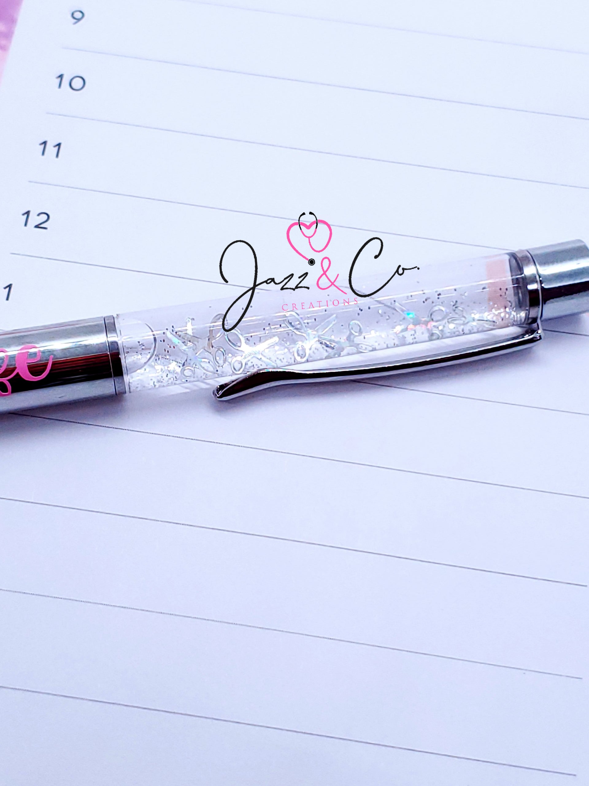 Nurse life floating glitter pen