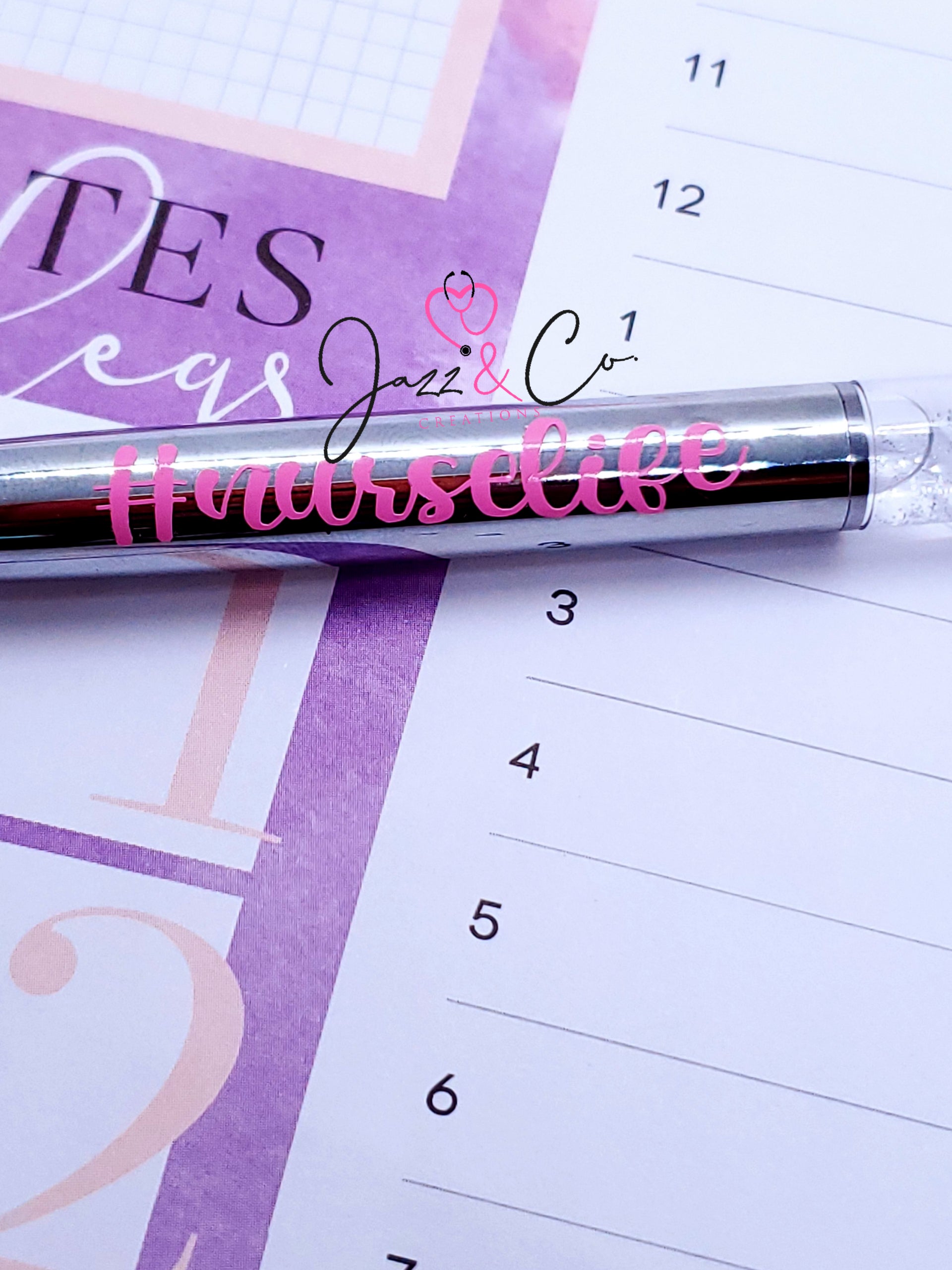 Nurse life floating glitter pen