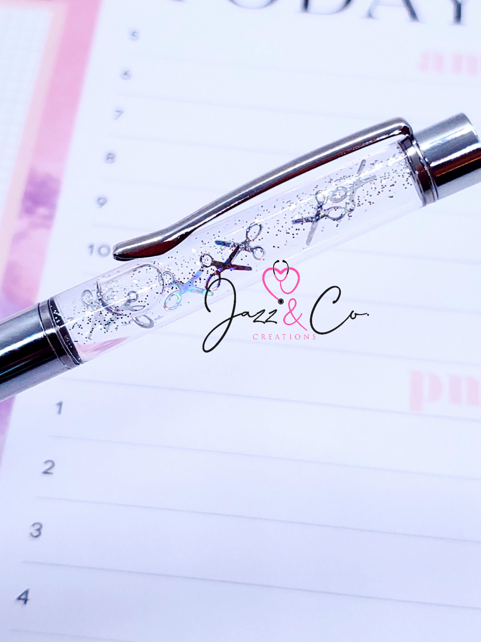 Nurse life floating glitter pen